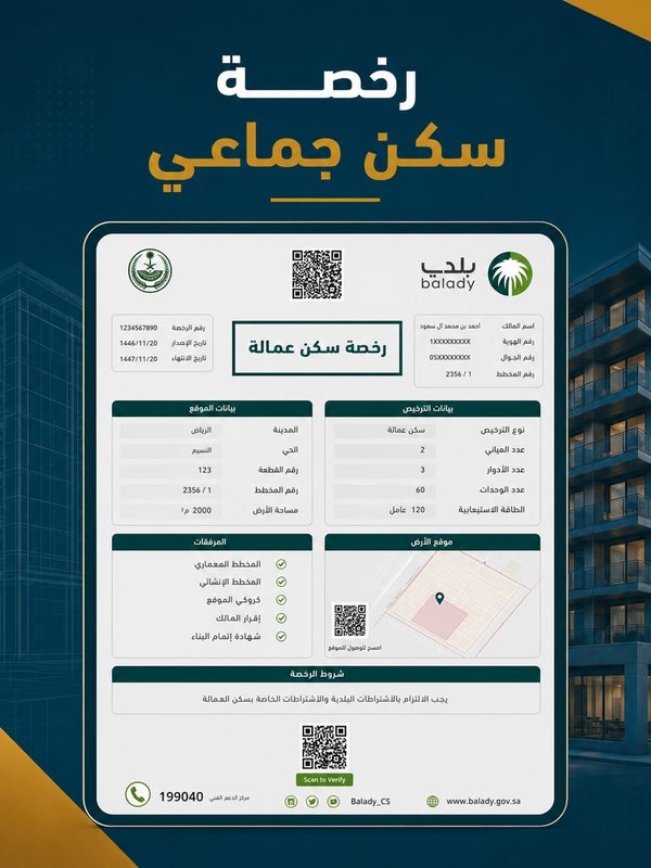 اصدار ترخيص السكن الجماعي
