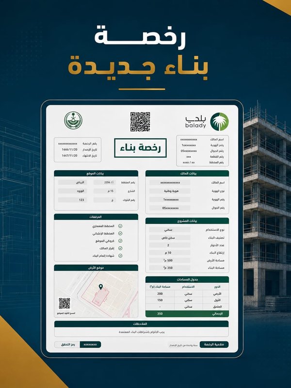 إصدار رخصة بناء جديد