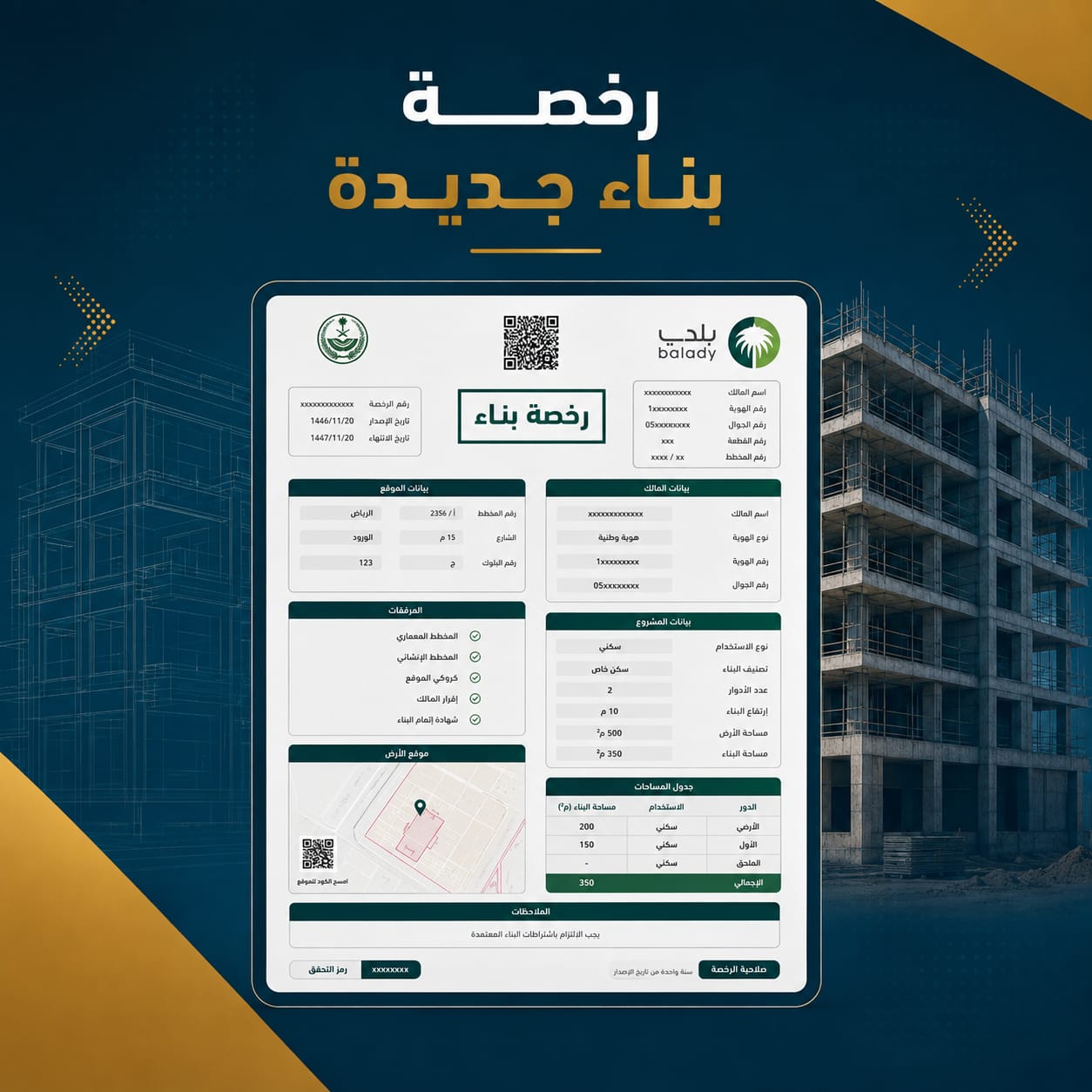 إصدار رخصة بناء جديد