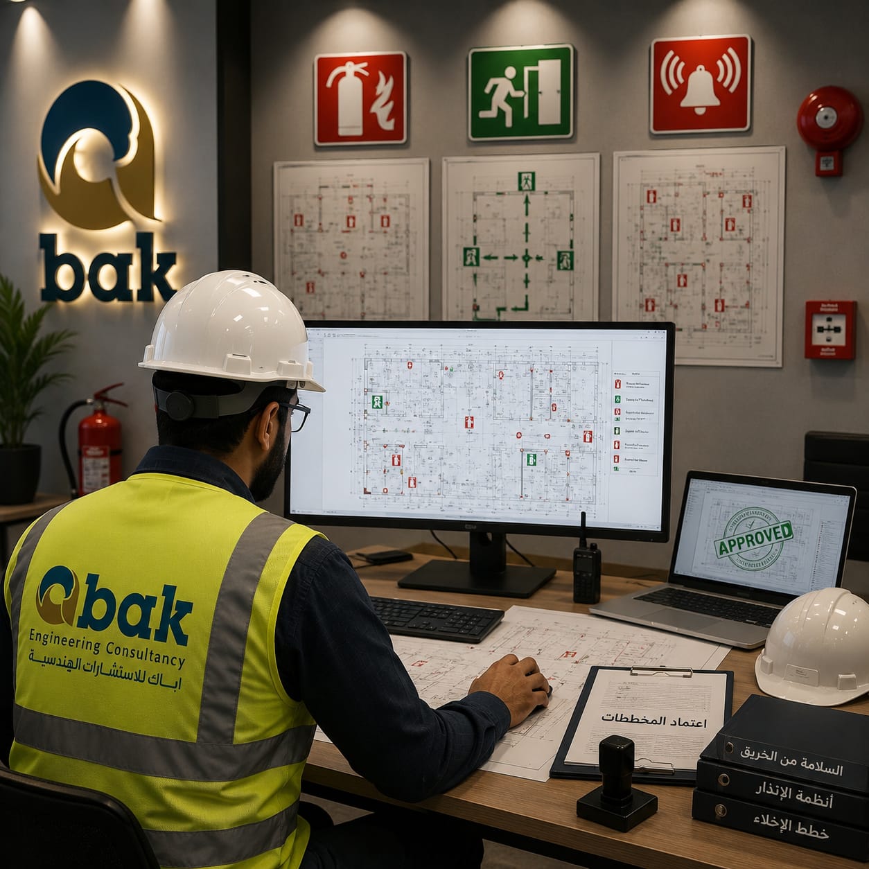 تصميم واعتماد مخططات الإطفاء والإنذار والإخلاء